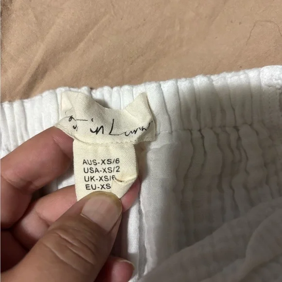 Lost in Lunar White Cotton Gauze Jumpsuit XS Wide Leg Minimalist - Picture 7 of 11